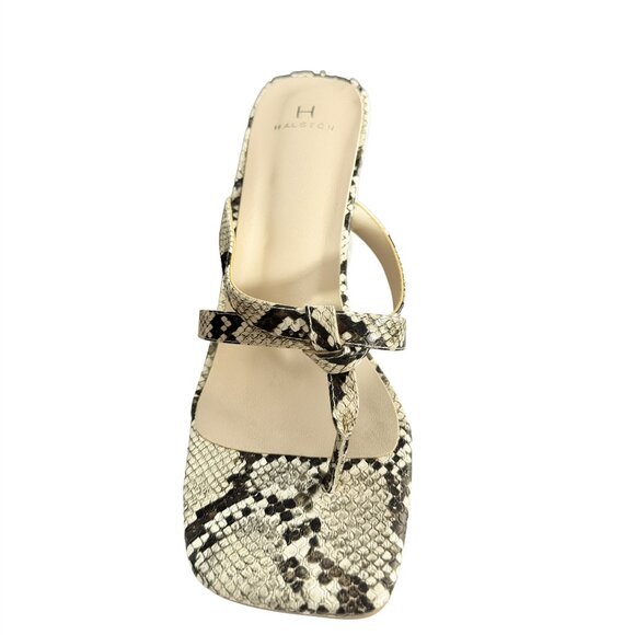 Halston heels women snake pattern leather heels creamy color sole size 11 - Picture 1 of 3
